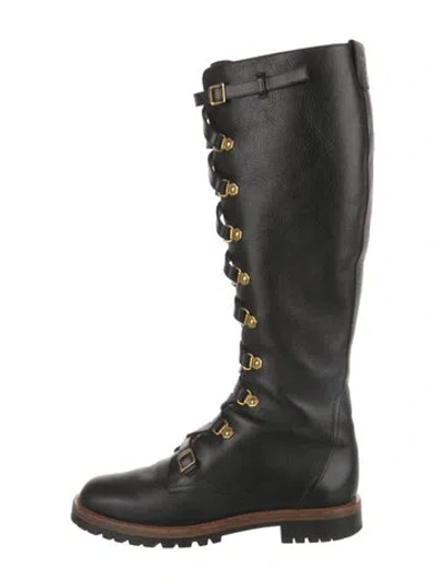 Pre-owned Dior Wil Leather Combat Boots In Black