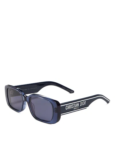 Dior Wil S2u Rectangular Sunglasses, 53mm In Blue/blue Solid