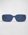 Dior Wil S2u 53mm Rectangular Sunglasses In Shiny Blue / Blue