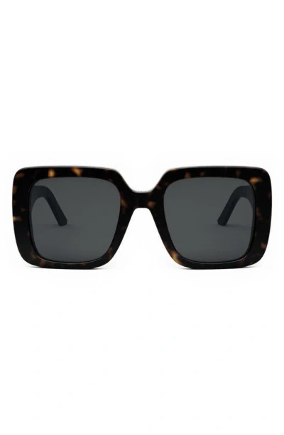 Dior Wil 55mm Polarized Geometric Sunglasses In Dark Havana / Smoke Polarized