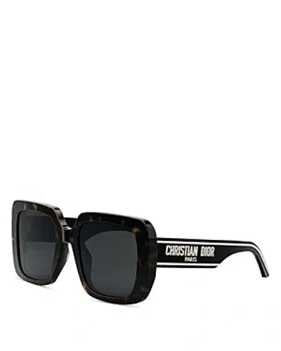 Dior Women's Wil S3u 55mm Geometric Sunglasses In Dark Havana/gray Solid