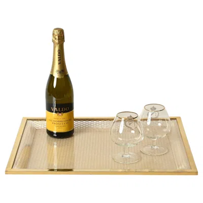 Pre-owned Dior Willy Rizzo Lucite And Gilt Brass Rectangular Serving Tray, Italy, 1970s In Beige