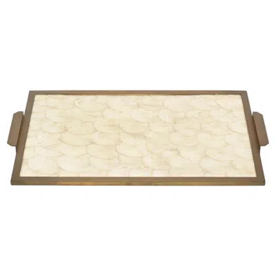 Pre-owned Dior Willy Rizzo Mother-of-pearl & Brass Serving Tray Or Centerpiece, Italy, 1970s In White
