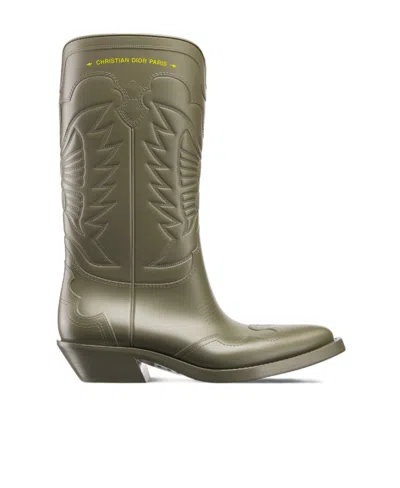 Dior Wind Logo Short Boots In Green
