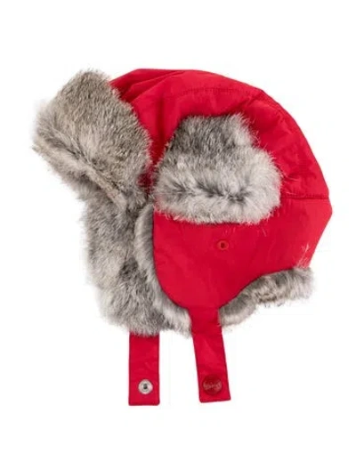 Pre-owned Dior Babies' Winter Trapper Hat With Fur Trim In Red