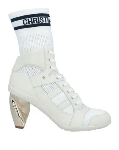 Dior Sock Detail D-zenith Lace-up Booties 8cm In White