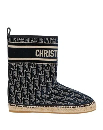 Dior Woman Ankle Boots Navy Size 7.5 Textile Fibers In Black