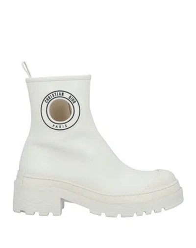 Dior Woman Ankle Boots White Size 11 Calfskin, Rubber