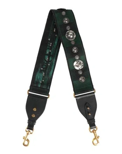 DIOR DIOR WOMAN BAG STRAP DARK GREEN SIZE - CALFSKIN, TEXTILE FIBERS