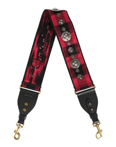 Dior Woman Bag Strap Red Size - Calfskin, Textile Fibers