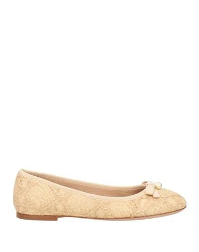 Dior Woman Ballet Flats Sand Size 6 Textile Fibers In Multi