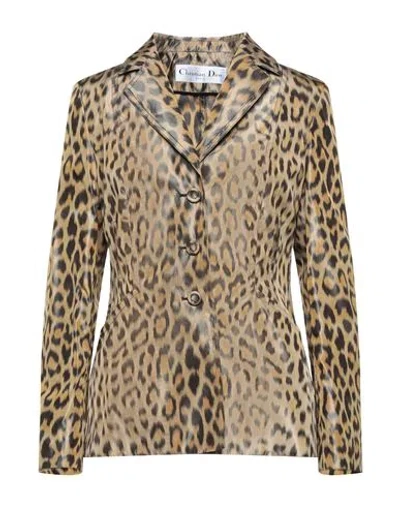 Dior Woman Blazer Sand Size 6 Silk In Multi