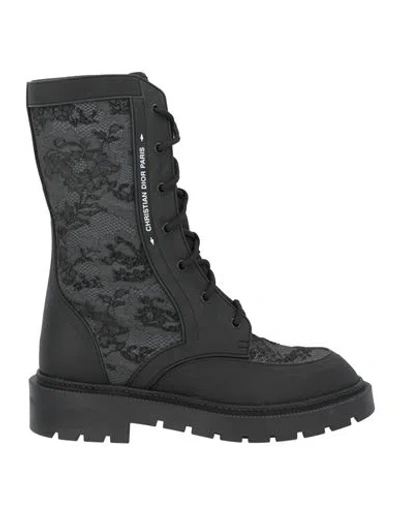 Dior Woman Boot Charcoal Size 7 Rubber, Textile Fibers In Multi