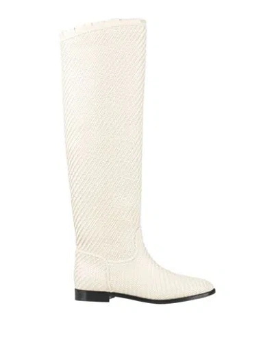 Dior Woman Boot Ivory Size 8 Lambskin In White