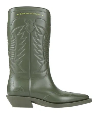 Dior Woman Boot Military Green Size 10 Textile Fibers