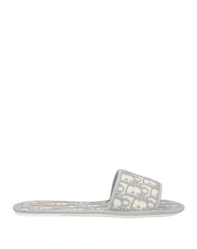 Dior Woman House Slipper Light Grey Size 7.5 Textile Fibers In Gray