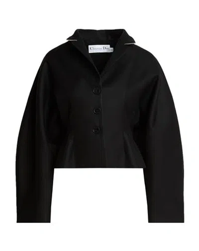 Dior Woman Jacket Black Size 8 Virgin Wool, Silk