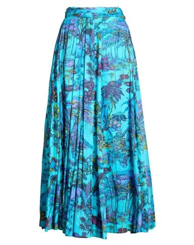 Dior Woman Maxi Skirt Azure Size 6 Cotton In Blue