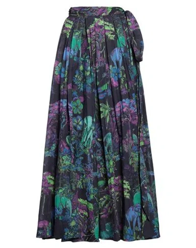 Dior Woman Maxi Skirt Navy Size 8 Cotton In Multi