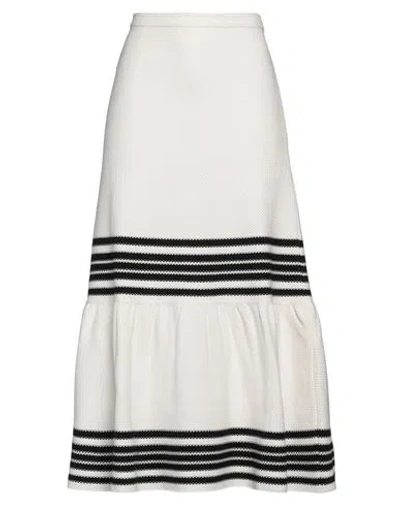 DIOR DIOR WOMAN MIDI SKIRT IVORY SIZE 12 COTTON, SILK