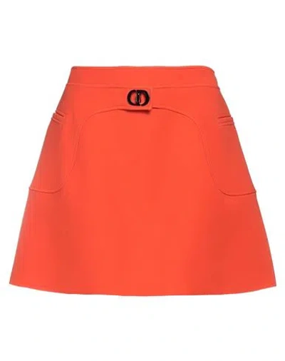 Dior Woman Mini Skirt Orange Size 6 Wool, Silk