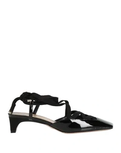 DIOR DIOR WOMAN PUMPS BLACK SIZE 7.5 LEATHER, TEXTILE FIBERS