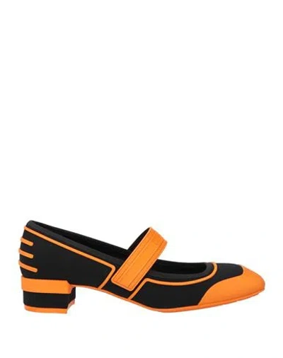 Dior Woman Pumps Orange Size 8 Textile Fibers In Multi