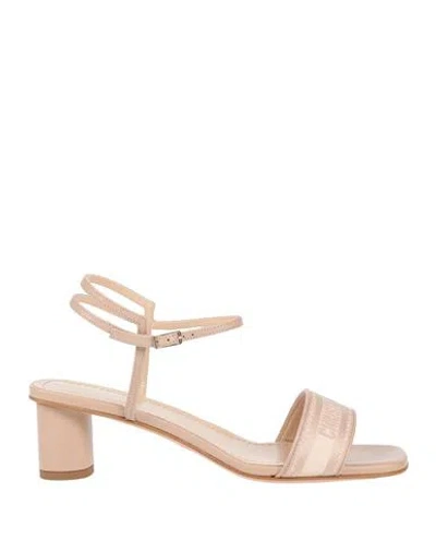 Dior Woman Sandals Blush Size 6 Leather, Textile Fibers In Pink