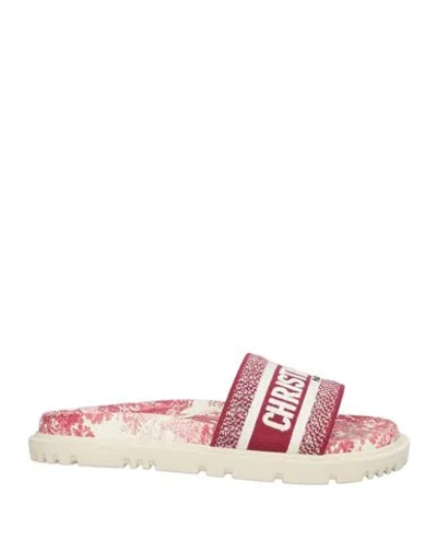 Dior Woman Sandals Off White Size 8.5 Textile Fibers In Pink