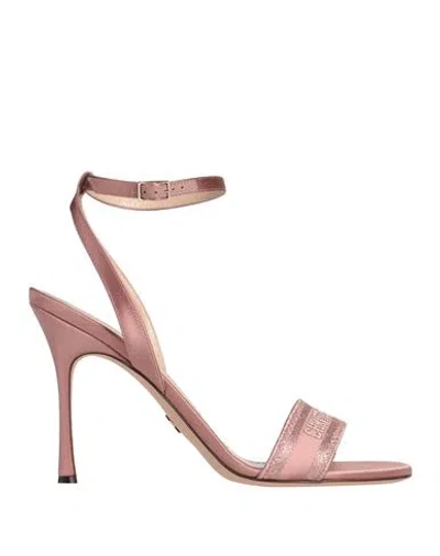 Dior Woman Sandals Pastel Pink Size 9 Textile Fibers