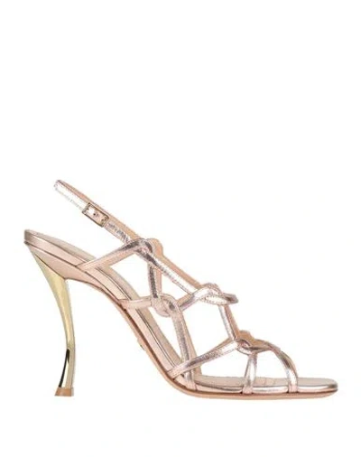 Dior Woman Sandals Rose Gold Size 8 Leather In Pink