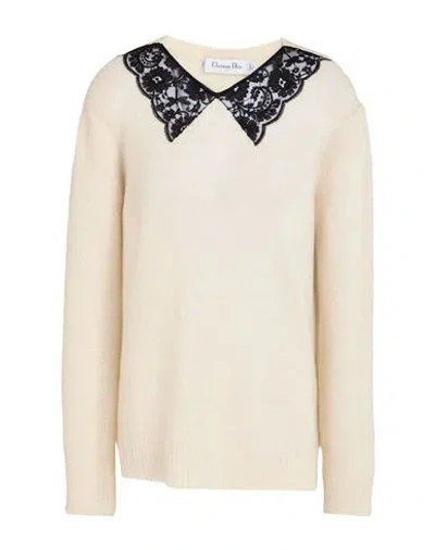 Dior Woman Sweater Ivory Size 8 Alpaca Wool, Silk, Cashmere In Animal Print