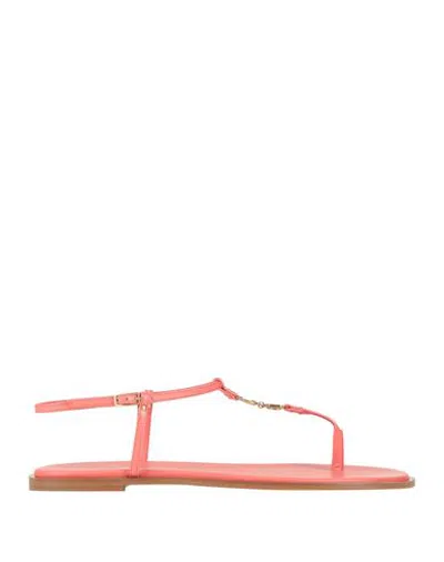 Dior Woman Thong Sandal Coral Size 8.5 Calfskin In Animal Print