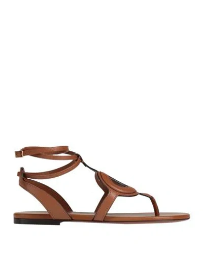 Dior Woman Thong Sandal Tan Size 6.5 Calfskin In Animal Print