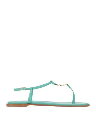 Dior Woman Thong Sandal Turquoise Size 8.5 Calfskin In Green