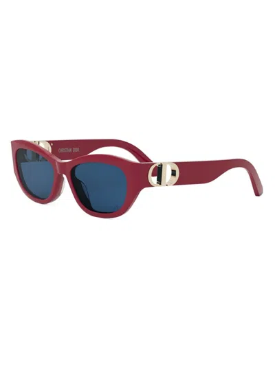 Dior Women's 30montaigne B5u Oval Sunglasses In Red/blue Mirrored Solid