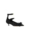 Dior Bow Detail Kitten Heel Pointed Toe Pumps In Black