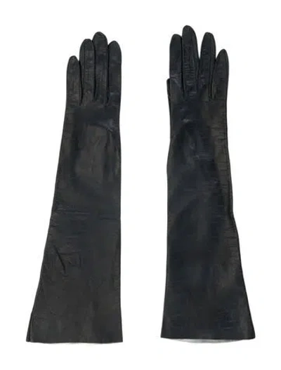 Pre-owned Dior Women's Blue Leather Christian  Winter Gloves