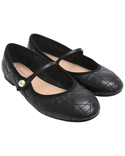Dior Women's Calfskin Leather Quilted Cannage Ballet Flat (authentic Pre-  Loved) In Black