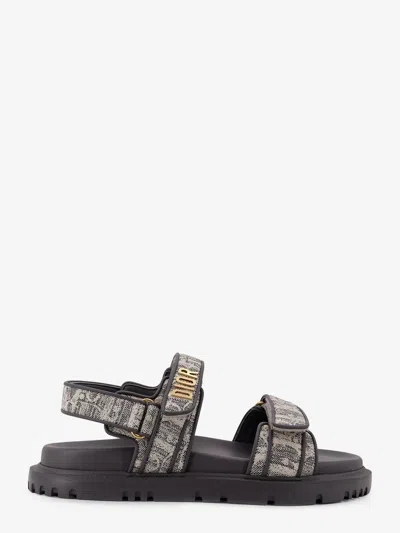 Dior Women Canvas Act Flat Sandals In Black