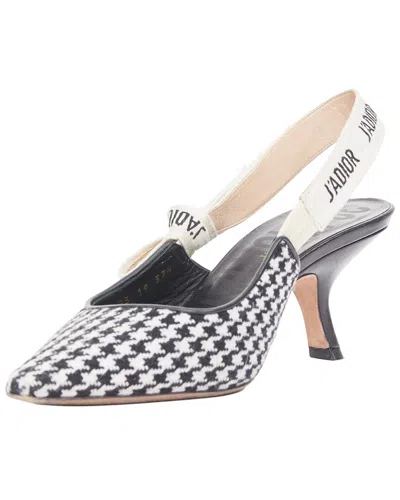 Pre-owned Dior Women's Cotton 2019 J'a Houndstooth Slingback Pump (authentic Pre-  Loved)