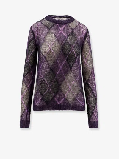 Dior Women Diamond Pattern Mohair Blend Sweater In Purple