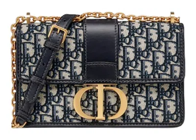 Pre-owned Dior Women's  30 Montaigne Chain Bag  Oblique Jacquard In Blue