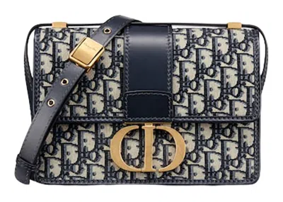 Pre-owned Dior Women's  30 Montaigne Shoulder Bag  Oblique Jacquard In Blue