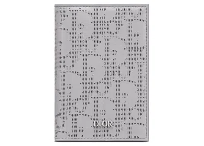 Pre-owned Dior Women's  Bifold Card Holder Oblique Galaxy In Gray