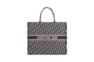 Pre-owned Dior Women's  Book Tote Oblique In Navy Blue