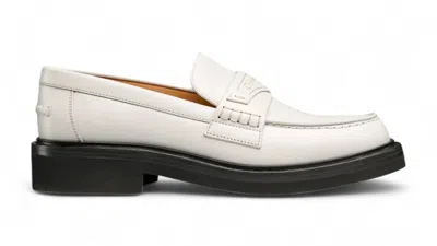 Pre-owned Dior Women's  Boy Loafers Brushed Calfskin Embossed Lambskin Sneakers In White