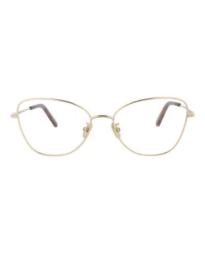 Pre-owned Dior Women's  Cat Eyeframe Metal Optical Frames In Gold Gold Transparent (cd50064u/55/010)