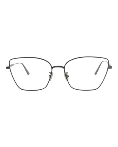 Pre-owned Dior Women's  Cat Eyeframe Metal Optical Frames In Gunmetal Gunmetal Transparent (cd50055u/57/008) In Gray
