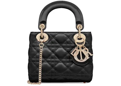 Pre-owned Dior Women's  Lady  Cannage Satin Mini In Black